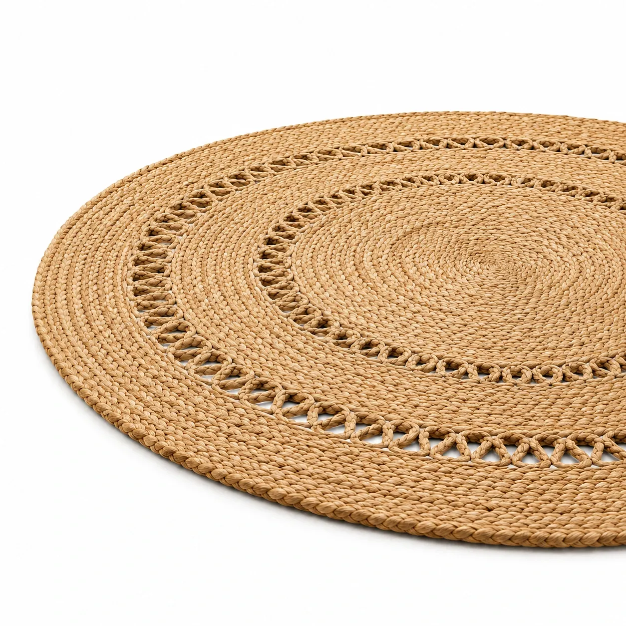 Thảm cói tròn đan tay phong cách Boho (Nhỏ (S))