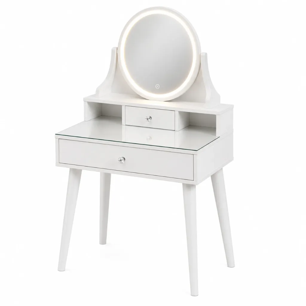 Bàn trang điểm mini có đèn LED (Trắng (WH), Nhỏ (S))